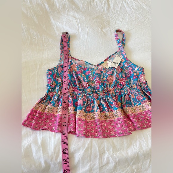 Anthropologie Plenty | SZ Small | Tracy Reese Meadow Peplum Tank | Pink Boho NWT - Picture 3 of 7